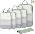 ECOHUB 6 Set Compression Packing Cubes, Lightweight Vacation Travel Essentials, Durable Travel Accessories for Suitcase Carry On Luggage Organizer Bags Set with YKK Zippers Shoe Bag, Green