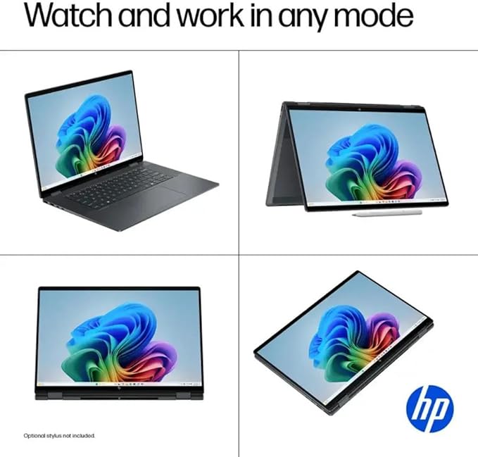 HP OmniBook X Flip 16 2-in-1 Laptop: 16" FHD+ Touchscreen, Intel Core Ultra 7, 16GB RAM, 51GB SSD, w/Pen & Lifetime Office - Copilot+ AI PC, Windows 11