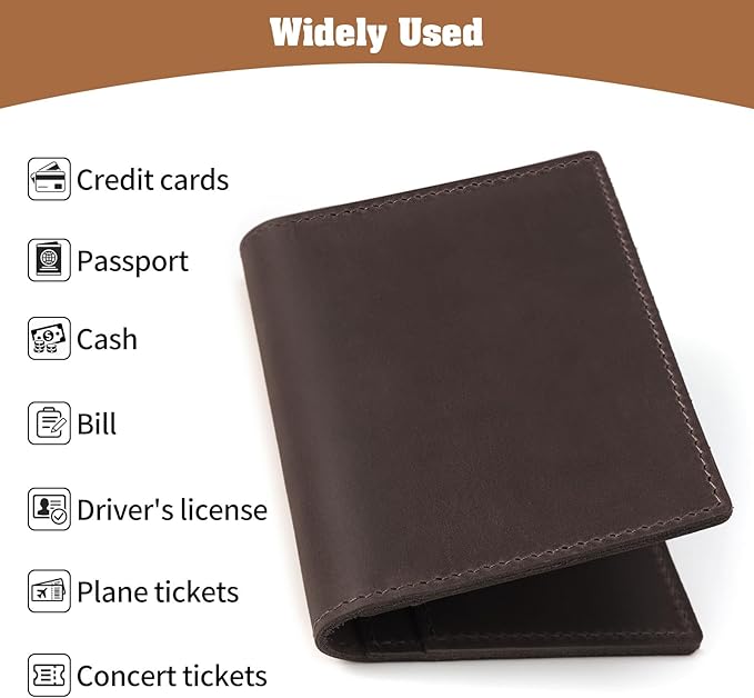 Jack&Chris Leather Passport Holder, Handmade Passport cover, Travel Wallet Cover Case for Men and Women, Leather Travel Documents Organizer Protector, JC107