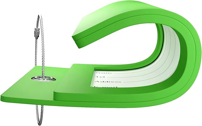Gostwo 2 Pack Luggage Tags for Suitcases, 26 Initial Letter Travel Luggage Baggage Identification Labels ID Tag Fully Bendable Tags with Stainless Steel Loop (Green) (Letter M)