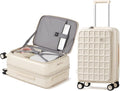 aji Expandable Top Opening Carry On Luggage Airline Approved, 20 Inch Lightweight Hardside Carry On Suitcase with Spinner Wheels, Travel Luggage with Laptop Compartment for Women Men, Coconut White