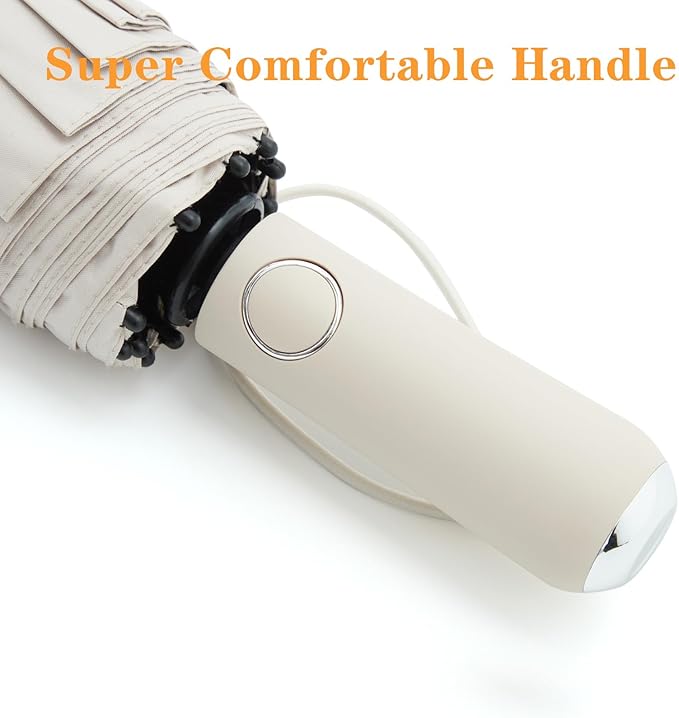 Large Double-Ribs Umbrella Automatic Folding Umbrella for Women Men, Travel, UPF 50+ UV Protection