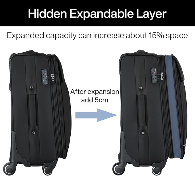 Hanke 24 Inch Expandable Luggage Large Suitcases with Wheels Softside Checked Luggage Rolling Suitcase with Lock Lightweight Travel Luggage for Men and Women 24 Inch Luggage.(Purple)