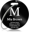 Customized Stainless Steel Luggage Tags: Personalize Your Suitcases, Backpacks, and Bags with Your Text (Black)