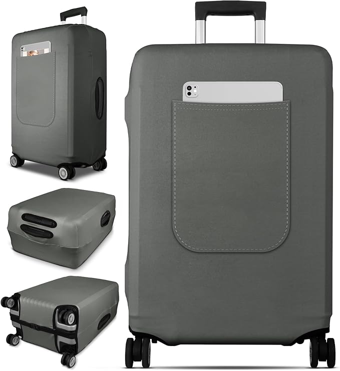 Slohif Luggage Cover for Suitcase Tsa Approved Protector - Luggage Sleeve Large Suit Case Cover Travel Stretch Baggage Case Protective Washable Fit 18-20 Inch Gray XS