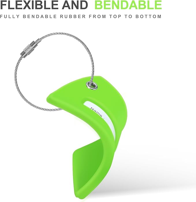 8 Pcs Luggage Tags for Suitcases, 26 Initial Letter Travel Luggage Baggage Identification Labels ID Tags Fully Bendable Tags with Stainless Steel Loop (Letter S, Green)