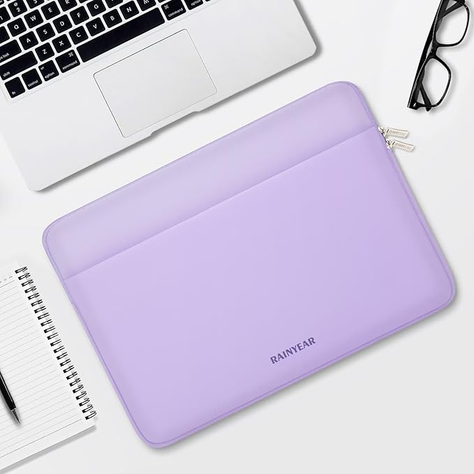 RAINYEAR Laptop Sleeve Case 15 16 Inch, Protective Portable Case with Front Pocket, Briefcase Handbag Computer Cover Laptop Bag Compatible for MacBook Pro/Max M4 M3 M2 M1, Purple