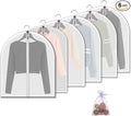 Plastic Garment Bags Clothing Storage Bags Hanging for Closet Storage Cloth Bags with Zipper for Suit,Dress, Coat Travel Closet Clear Garment Bags Dust Garment Cover-24"X31"/6 Pack