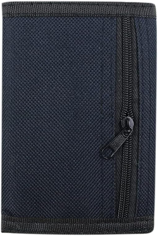NEICY RFID Blocking Canvas Wallet for Men and Women - Camo Trifold Outdoor Sports Wallets with Magic Sticker for Teen Kids (Black Set)