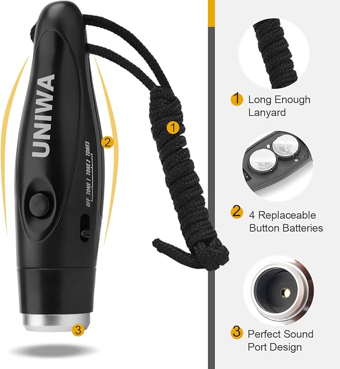 UNIWA Electronic Whistles, 2 Pack Handheld 3 Tone High Volume Electric Whistle with Lanyard for Teacher Coach Referee, Loudest Emergency Whistle Volleyball Soccer Sports Whistle
