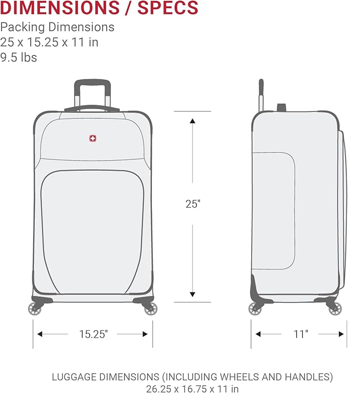 SwissGear Sion Softside Expandable Luggage, Black, Checked-Medium 25-Inch