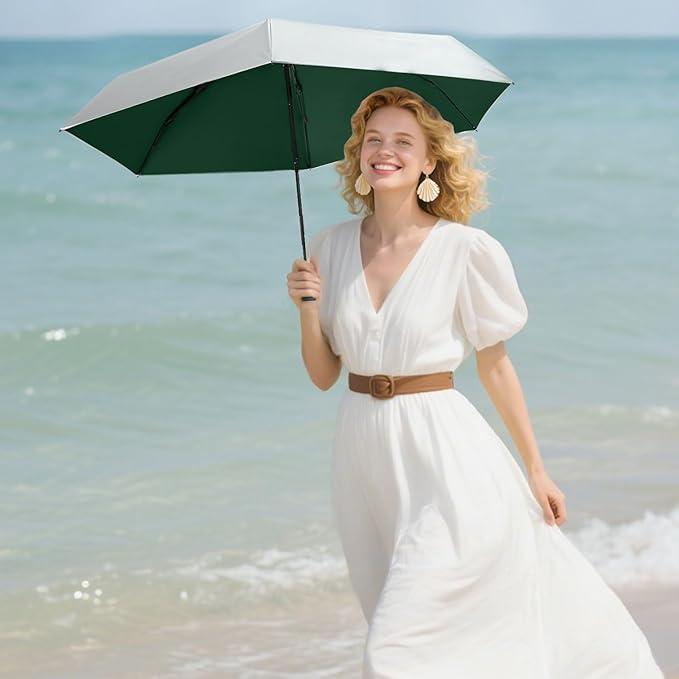 Mini Travel Umbrella - UPF 50+ Sun Protection Compact Manual Open Small Sun Umbrella