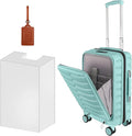 22×14×9 Airline Approved Carry On Luggage with Front Open Pocket Expandable, Spinner Wheels, ABS+PC Hardshell Small 20inch Suitcase with Protective Cover and Luggage Tag, Mint Green