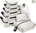 8 PCS Compression Packing Cubes for Travel Women, Compression Bags Organizer for Luggage Space Saving Travel Essentials and Carry on, Luggage Organizer Bags for Suitcase - Beige