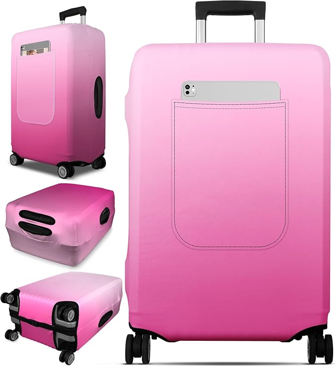 Slohif Luggage Cover for Suitcase Tsa Approved Protector - Luggage Sleeve Large Suit Case Cover Travel Stretch Baggage Case Protective Washable Fit 28-30 Inch Rose Gradient L