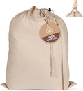 LFH Home Cotton Canvas Large Laundry Bag with Handle, Heavy Duty Drawstring Closure Washable Laundry Bags School Travel, Home, Hotel, College Dorm, Organizer Sack, Toys Clothes 20x30-Natural