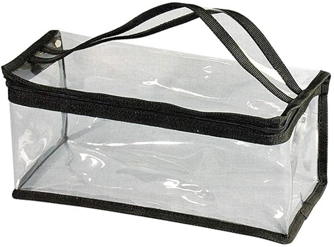 Small Rectangular Clear PVC Makeup Bag Make Up Artist Tool Organizer Pouch Bag Transparent Vinyl Cosmetic Bag Actor Bag with Handle