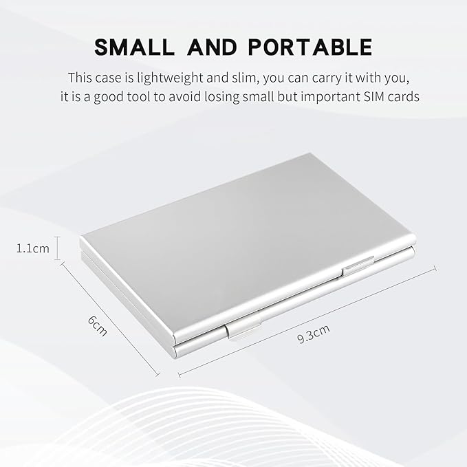 Aluminum SIM Card Case, 19Slots Ultrathin SIM Card Holder, Fit for 4 SIM Card, 14 Micro sim Card and 1 Cell Phone Eject Pin Slots, Silver