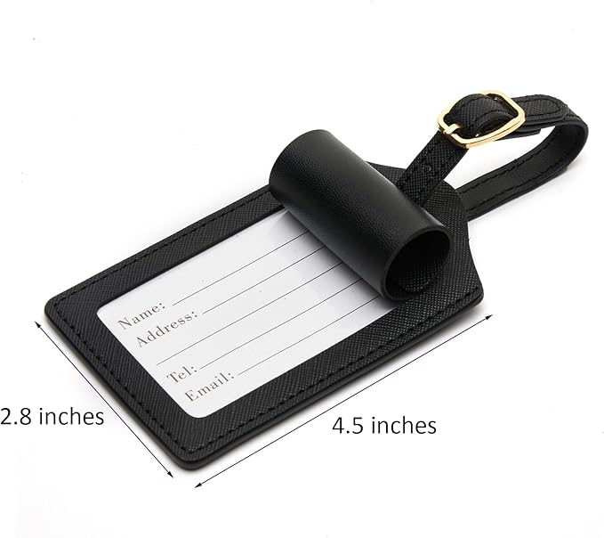 Luggage Tag PU Leather for Suitcase Baggage Handbag Travel Bag Label Suitcase Tag Label Tag w. Name Card & Privacy Cover (J)