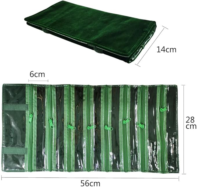 Travel Jewelry Roll Bag Portable Organizer Pouch With Grids&PVC Cover Storage Bags for Necklace, Bracelet, Bracelet,Ring, Badge, Pendant