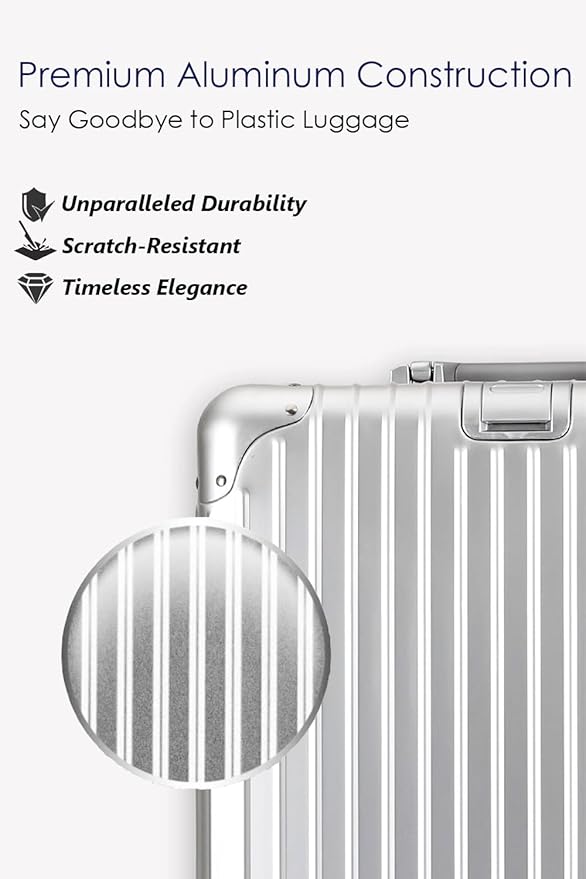 HotWay 20 Inch All Aluminum Carry On Luggage with Wheels, Hard Shell Zipperless Suitcase with TSA Locks, Gold Travel Luggage (22x14x9 Airline Approved)