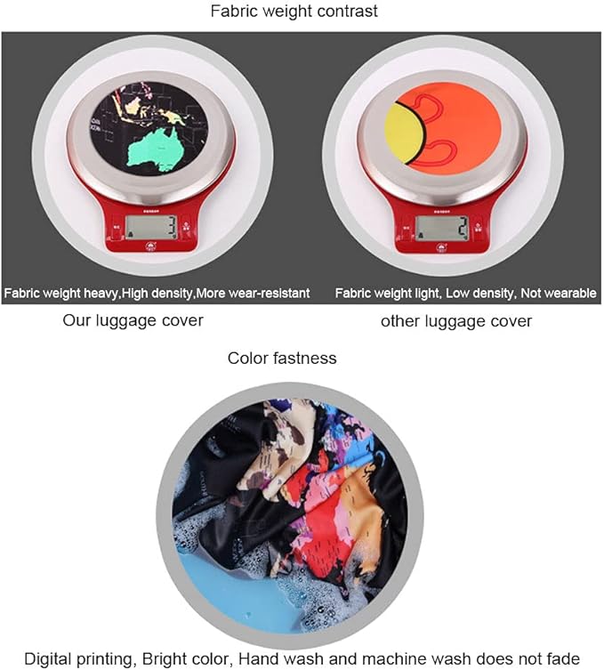 MosaiRudo Thicker Luggage Cover Elastic Suitcase Cover Protector Fits 18-32 Inch Suitcase Travel Accessories (World Travel, M)