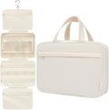 Toiletry Bag For women,Portable Hanging Organizer,4 Leakproof Compartment for full-sized Conditioner, Brushes Set, Makeup Accessories,Visible and easy to access.L-beige