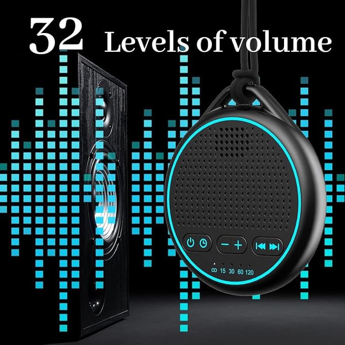 White Noise Sound Machine with 25 Soothing Natural Sounds Rechargeable Battery Portable for Travel 32 Volume Levels 5 Timers Compact Size for Baby Kids Adults Sleeping (Black-Upgrade)