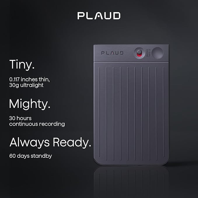 AI Voice Recorder, Note Voice Recorder w/Case, App Control, Transcribe & Summarize with AI Technology, Support 112 Languages, 64GB Memory, Audio Recorder for Lectures, Meetings, Calls, Black