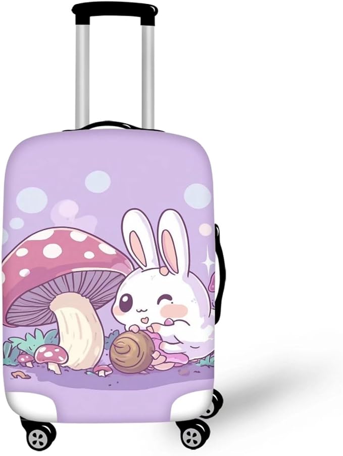 Cute Bunny Rabbit Luggage Covers Fit 22-25 Inch Universal Thickness Suitcase Covers for Luggage Mushroom Suitcase Cover Scratch Resistan Zip Travel Luggage Cover Elastic Baggage Case