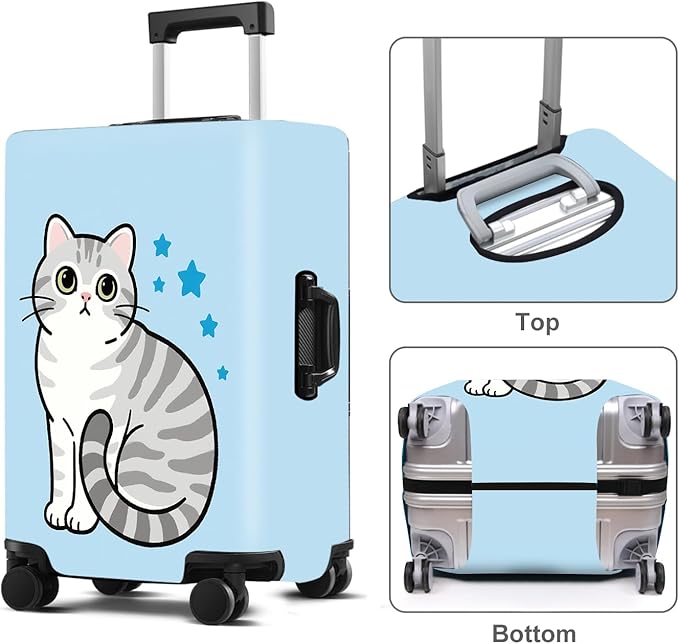 Luggage Cover Washable Suitcase Protector Anti-scratch Suitcase cover Fits 20-34 Inch Luggage (Cat, S(20-22inch suitcase))