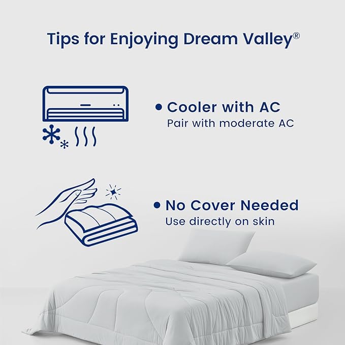 Dream Valley® Outlast® Deepsleep Cooling Comforter, Twin Size, NASA-Grade Space Technology Cooling Blanket for Hot Sleepers Night Sweats, Q-Max > 0.45 Aerocool™ Breathable Light Grey, 68"x90"