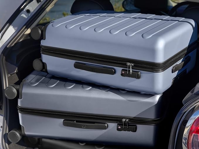 Carry on Luggage 22 X 14 X 9 Airline Approved, 20 Inch Luggage for 3-5 Days Travel, Double Spinner Wheels, 100% Hardshell PC, TSA Lock (03-Shadow (Basic), Checked 26-Inch)
