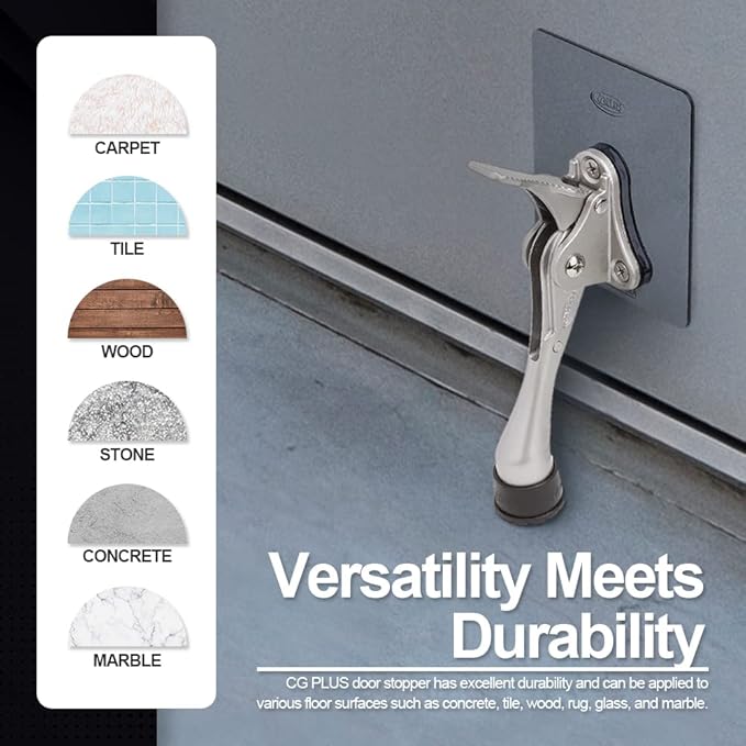 One-Touch Doorstop Adhesive Bracket (Satin Nickel, 4inch x 2pack)