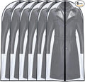 Garment Bags for Hanging Clothes 24'' x 55 '' (Set of 6) Transparent Lightweight Breathable Coat Covers for Closet with Study Full Zipper for Long Dress Clothes Storage [Upgraded Version]