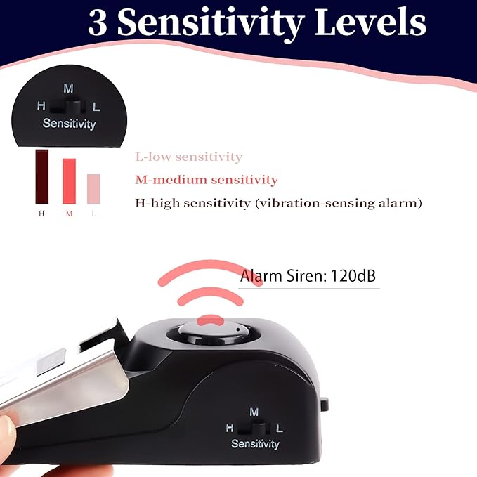 Door Stop Alarm, Door Stopper with 120DB Security Alarm, Floor Wedge Doorstop for Travel Apartment Home House (Pack of 1)