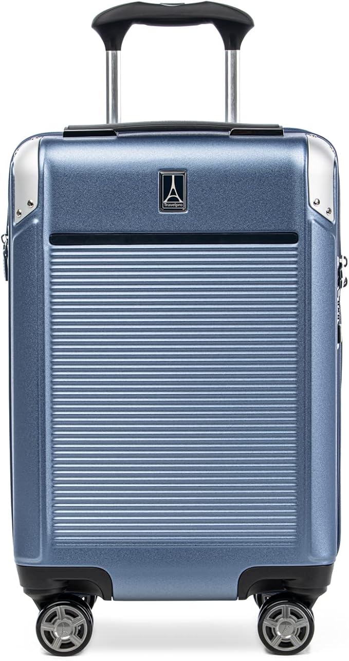 Travelpro Platinum Elite Hardside Expandable Carry on Luggage, 8 Wheel Spinner, TSA Lock, Hard Shell Polycarbonate Suitcase, Dark Sky Blue, Compact Carry On 20-Inch
