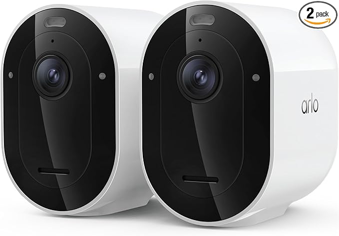 Arlo Pro Security Camera (6th Gen - 2025 Release) - 2K HDR, Battery Power, Event Captions, Emergency Response, 1-Month Trial of Secure Plan, 160° Field of View, Dual-Band WiFi, Spotlight, 2 Cam, White