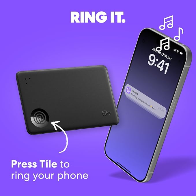 Tile by Life360 Slim - Wallet Finder, Bluetooth Tracker and Item Locator for Luggage Tags, Passports and More. Both iOS and Android Compatible. Phone Finder. 1-Pack (Navy Blaze)