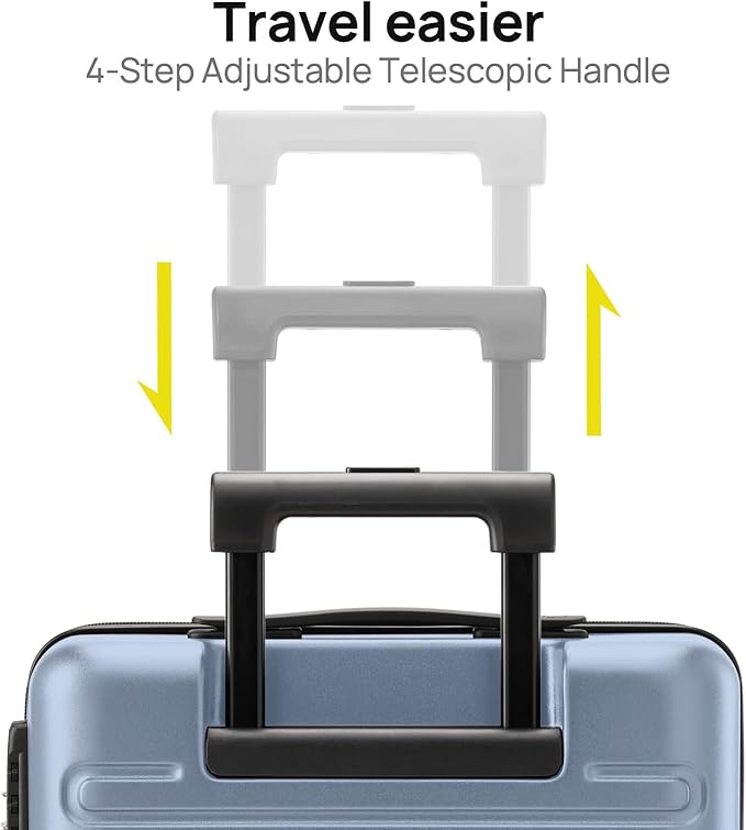 Carry on Luggage 22 X 14 X 9 Airline Approved, 20 Inch Luggage for 3-5 Days Travel, Double Spinner Wheels, 100% Hardshell PC, TSA Lock (09-Blue, Checked 28-Inch)