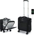 Hanke Underseat Carry On Luggage with Wheels, Lightweight Small Suitcase Airline Approved 16 Inch Softside Personal Item Travel Bag for Women Men, Compact Under Seat Luggage with Spinner Wheels,Black