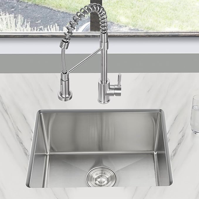 22 Inch Kitchen Bar Sink Undermount, 304 Stainless Steel Handmade Single Bowl Undermount Kitchen Sink (Brushed) 22x18x9 inch