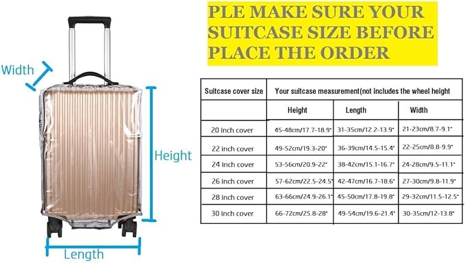 Clear PVC Suitcase Cover Protectors, Thicken Wheeled Luggage Cover Waterproof, Dustproof, Transparent (26")