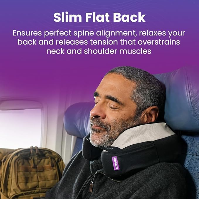 Cabeau Travel Neck Pillows for Airplanes – The Neck’s Evolution, TNE S3 – Supportive Memory Foam Design for Long Haul Flights – Attachable Seat Straps and 360° Support (Sydney Blue)