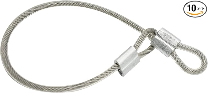 10 Pcs 2mm Wire 24 inch Vinyl Coated Stainless Steel Cable with Loops Short Wire Rope Lanyard Lock Security Chain Link for Outdoor Gates, Clear (2mm x 24inch)