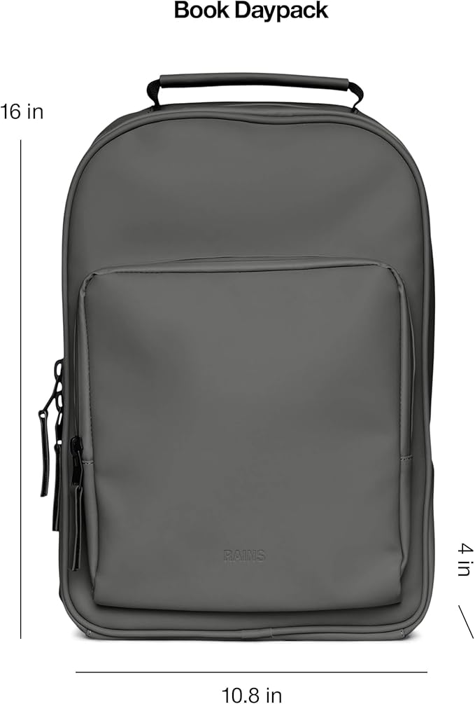 RAINS Regular Book Daypack, Backpack, Laptop Bag, Waterproof, 2 Year Warranty, Black