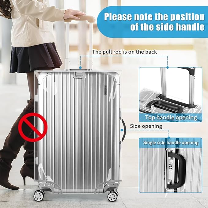 Yotako Clear PVC Suitcase Cover Tough Protector, 32 Inch Luggage Covers for Wheeled Suitcase 32"