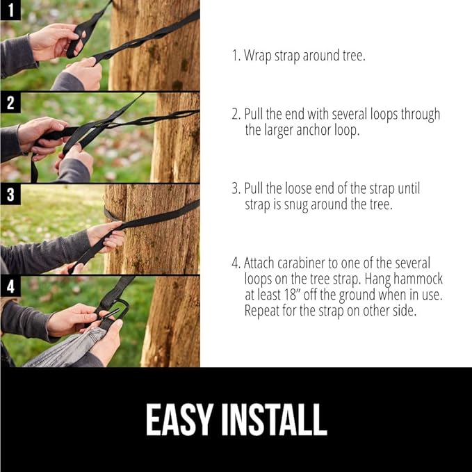 GORILLA GRIP Durable Portable Camping Hammock, Holds 500lbs with Heavy Duty Tree Straps, Comfortable Travel Swing, Camp Hammocks, Easy to Use and Install, Outdoor Essentials, Purple, 10x6.5 FT