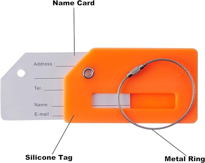 8 Pcs Luggage Tags for Suitcases, 26 Initial Letter Travel Luggage Baggage Identification Labels ID Tags Fully Bendable Tags with Stainless Steel Loop (Letter S, Colorful)