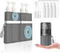 4 in 1 Travel Toiletry Containers,TSA Approved Refillable Travel Size Toiletries Bottles Set with Suction Cup for Smooth Walls - for Shampoo,Conditioner,Body Wash,Lotion.(Grey)